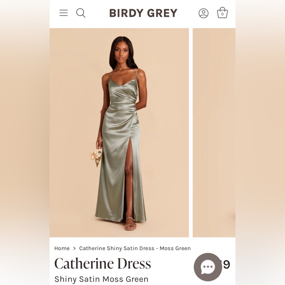 Moss Green Birdy Grey Satin Bridesmaid Dress